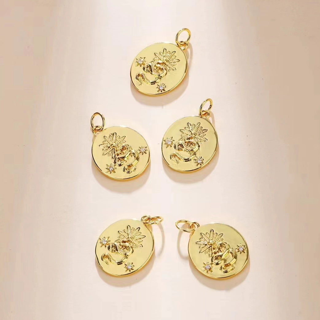 2 Tiny Scorpion Snake Bee Shell Charm Pendant Rhinestone Embellished 14K GF