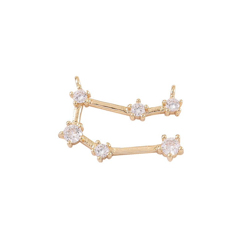 Pendentif à breloque zodiaque 2 étoiles orné de strass 14K GF