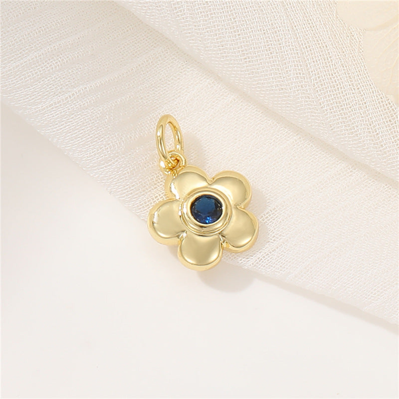2 pendentifs à breloque coeur floral ornés de strass 14K GF