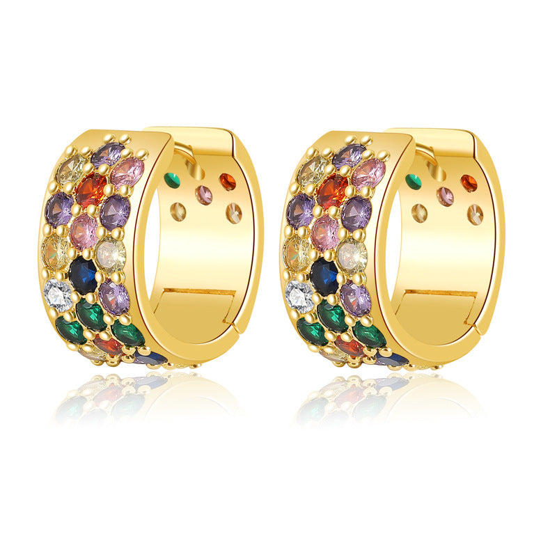 Boucles d'oreilles créoles à grille 4 étoiles ornées de strass 14K GF