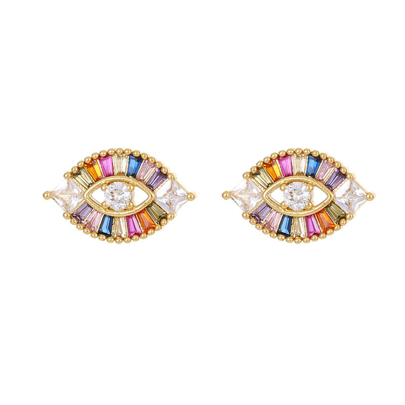 4 Star Eye Stud Earrings Rhinestone Embellished 14K GF Earing