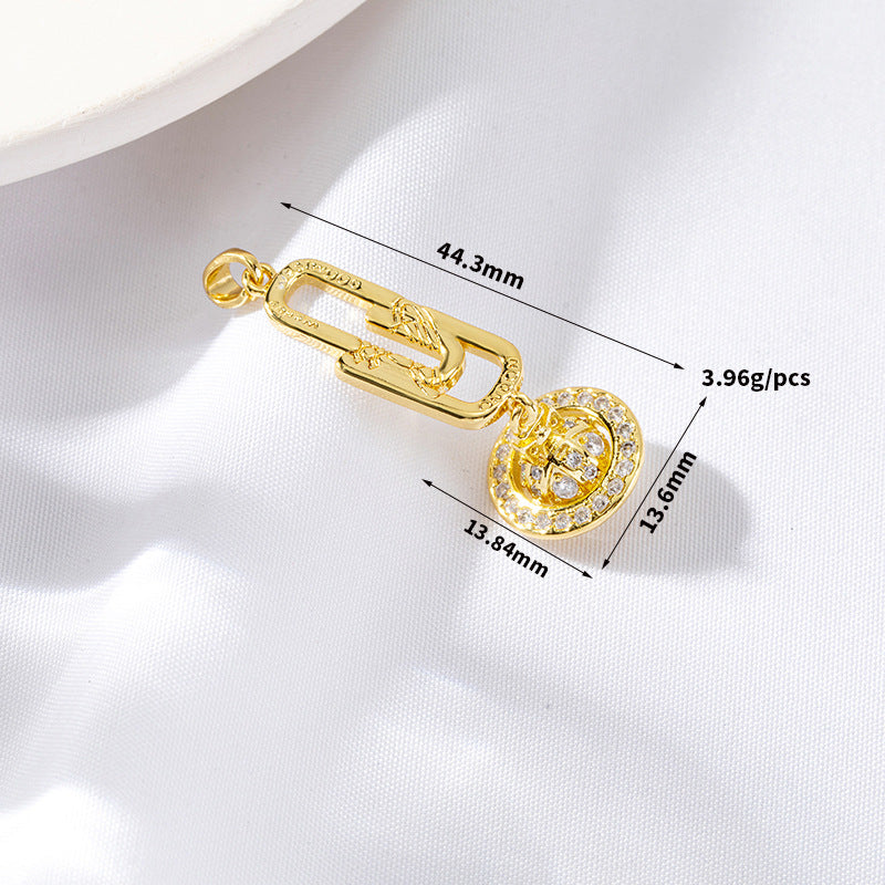 Pendentif à breloque 2 étoiles orné de strass 14K GF
