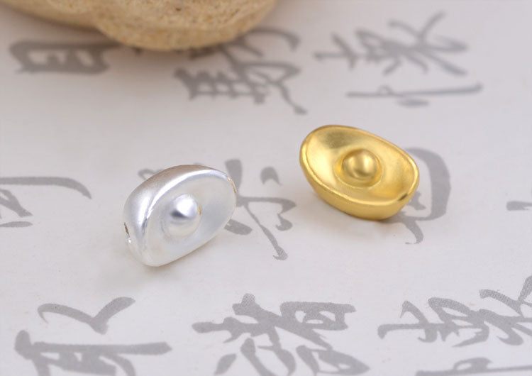 Perle de lingot d'or Fortune en argent sterling S990
