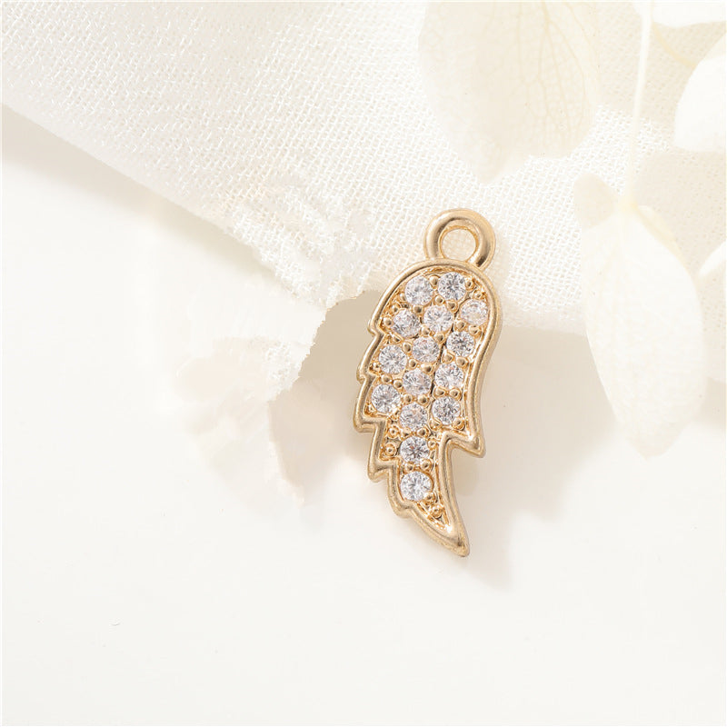 2 Harpe Arbre Moneybag Trompette Aile d’Ange Charme Pendentif Émail Époxy 14K GF Strass Embelli