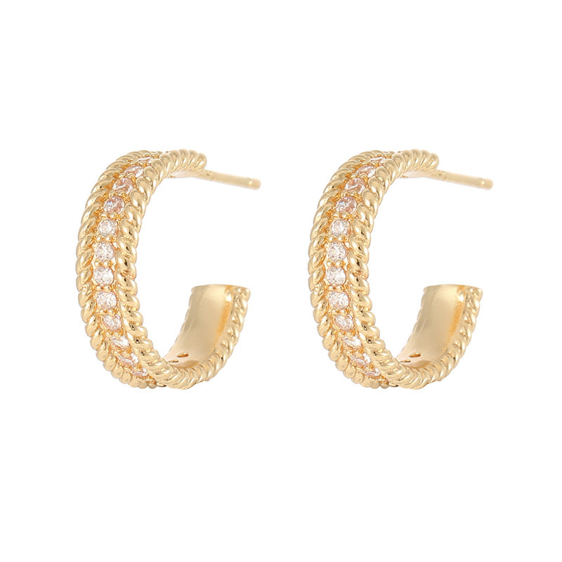 4 boucles d'oreilles à tige en demi-cercle avec perle en boucle et strass vierges ornés de strass 14 carats GF