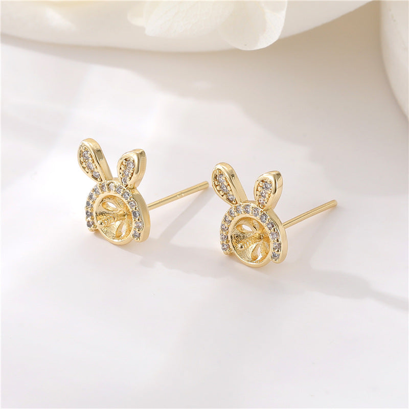 4 boucles d'oreilles papillon, signe de musique florale, lapin, spirale, ornées de strass, 14K GF, boucle d'oreille à moitié percée, perle vierge