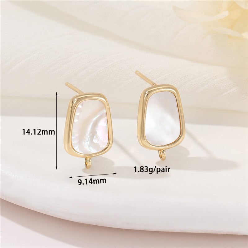 4 boucles d'oreilles ovales rectangulaires rondes avec boucle Malachite Turquoise Shell embellie 14K GF Earing