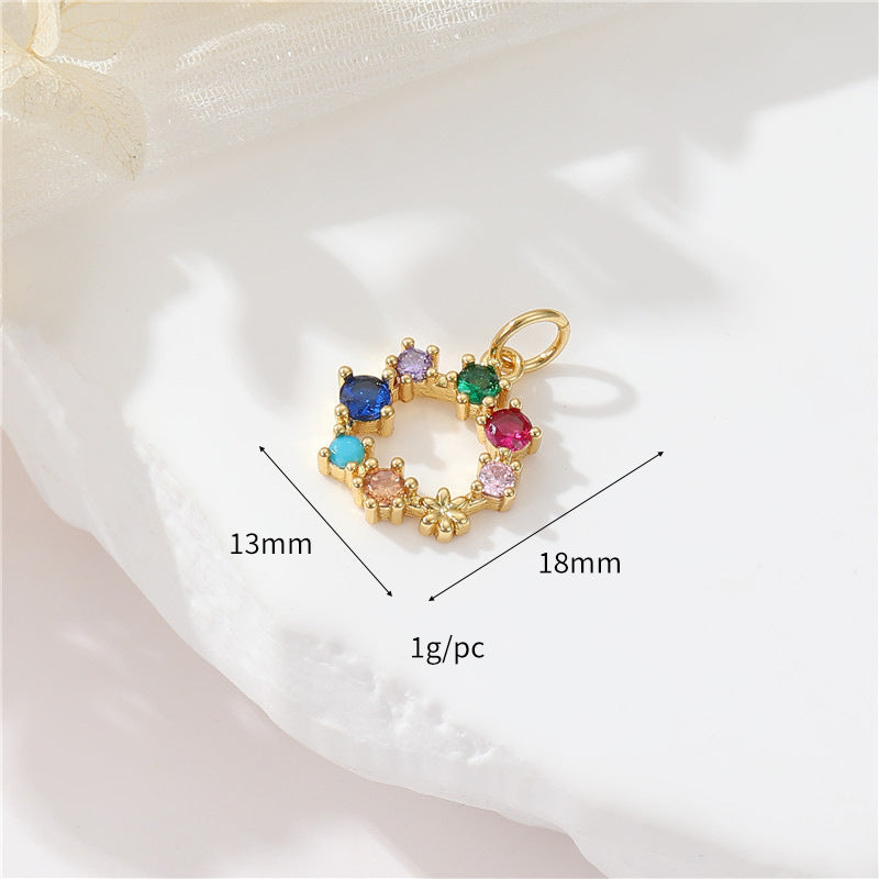 2 coeur floral lune cercle étoile arbre de Noël pendentif à breloque strass embelli 14K GF