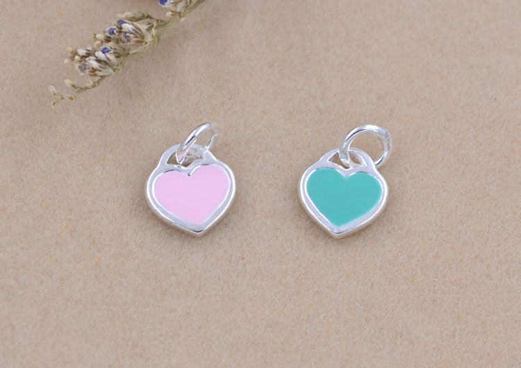 Pendentif à breloque papillon en forme de cœur en émail époxy en argent sterling S925