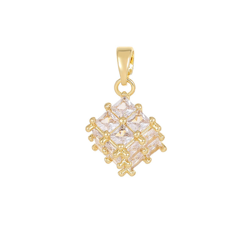 2 pendentif à breloque cube en cloche avec nœud papillon orné de strass 14K GF