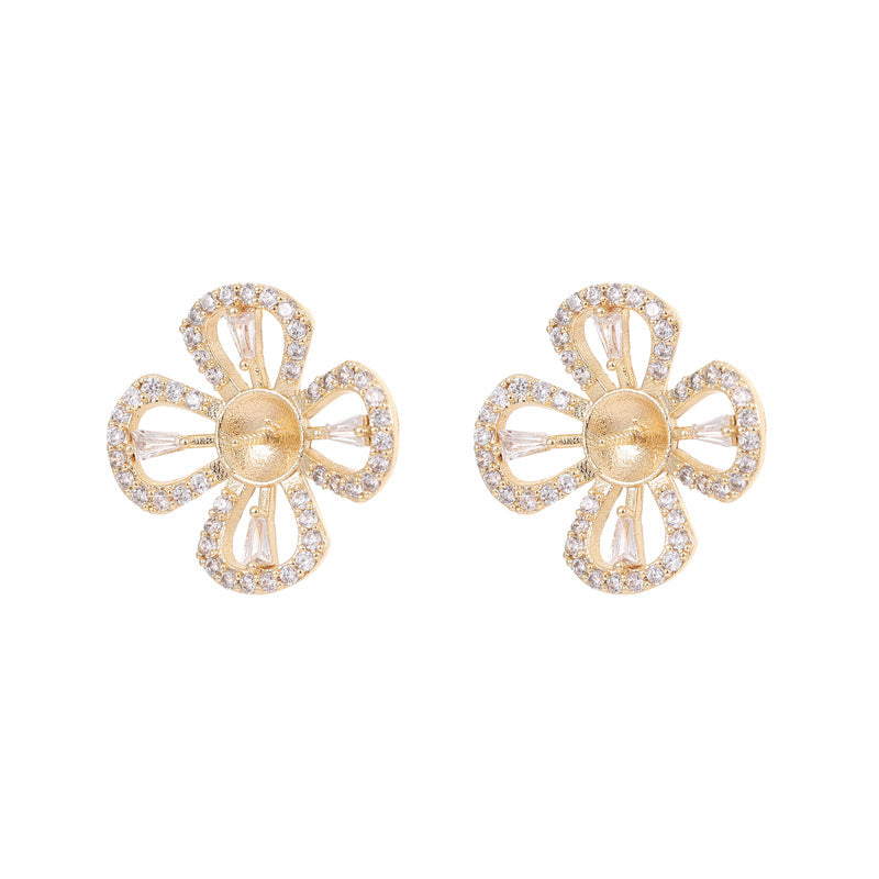 4 boucles d'oreilles papillon, signe de musique florale, lapin, spirale, ornées de strass, 14K GF, boucle d'oreille à moitié percée, perle vierge