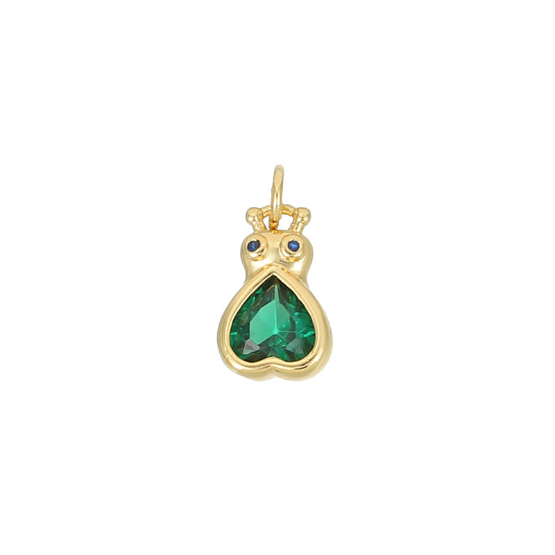 2 pendentifs à breloque coeur floral ornés de strass 14K GF