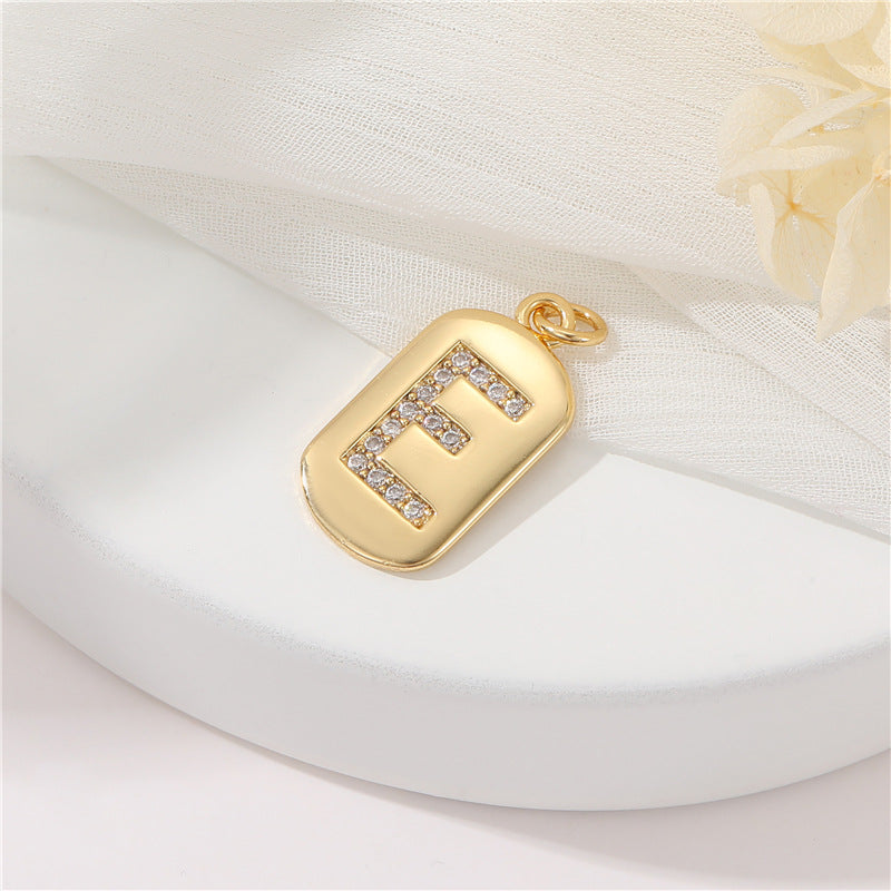 2 pendentif à breloque initiale Alphabet AZ orné de strass 14K GF