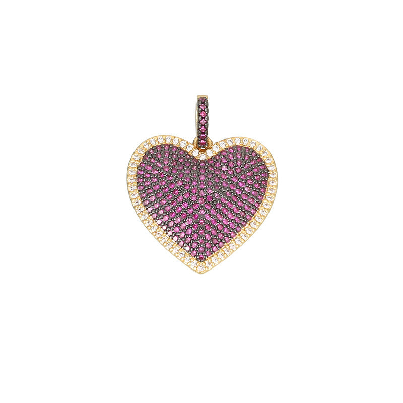 Pendentif à breloque 2 cœurs en émail époxy 14K GF strass embelli