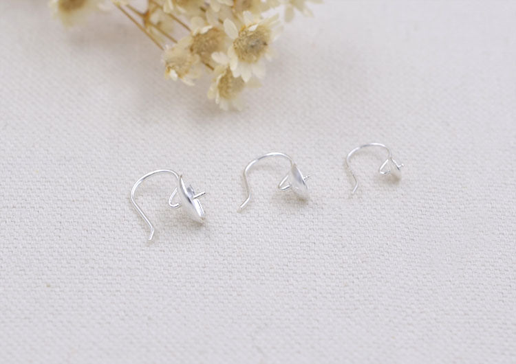 Boucles d'oreilles à crochet en forme de tasse ronde en argent Sterling, perle à moitié percée, vierge, résultats S925