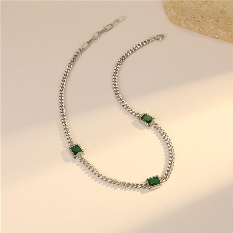 2 gros collier de chaîne de câble plat orné de strass 14K GF tour de cou