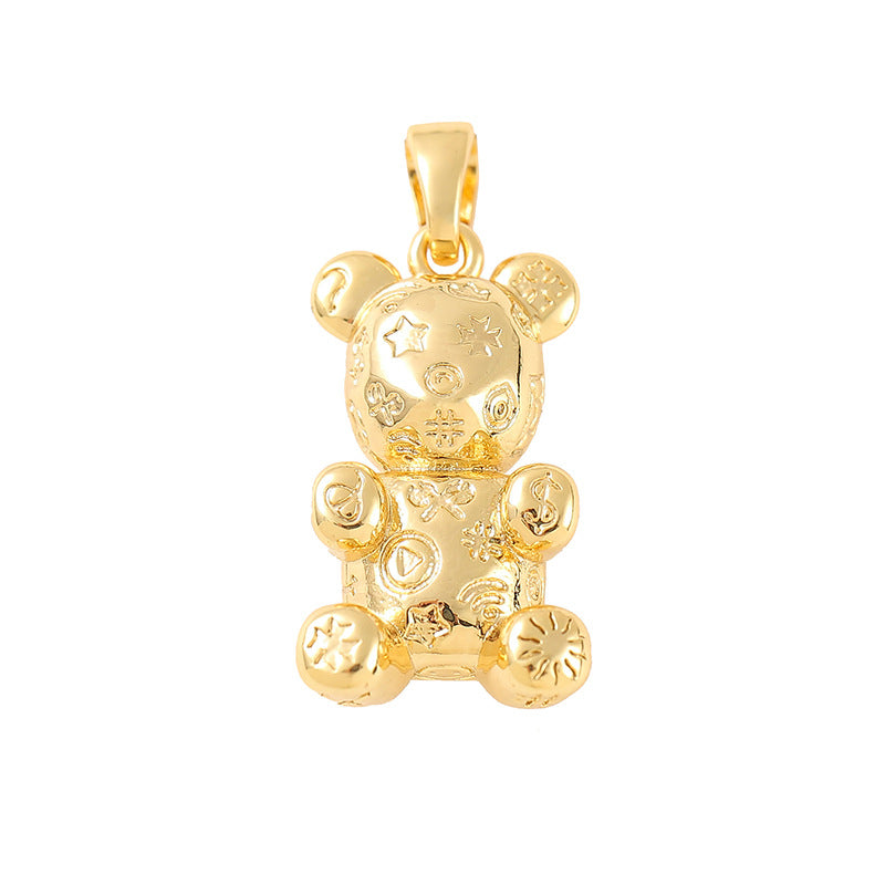 Pendentif à breloque 2 ours orné de strass 14K GF