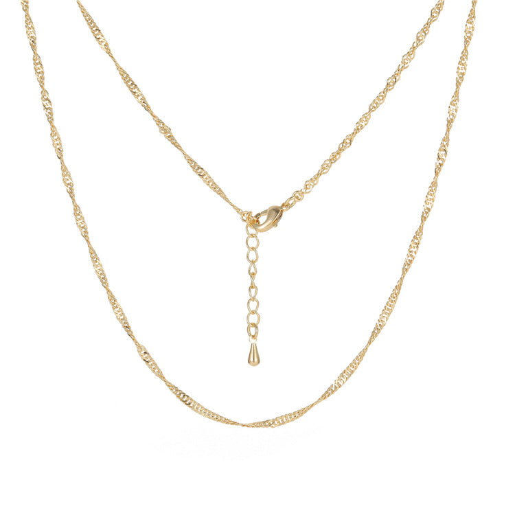 Collier de chaîne de boîte de perles de Singapour à 2 câbles 14K GF ras du cou avec rallonge