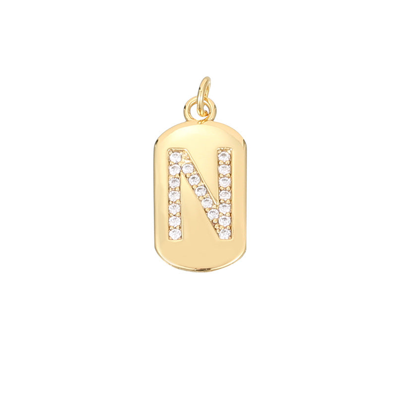 2 pendentif à breloque initiale Alphabet AZ orné de strass 14K GF