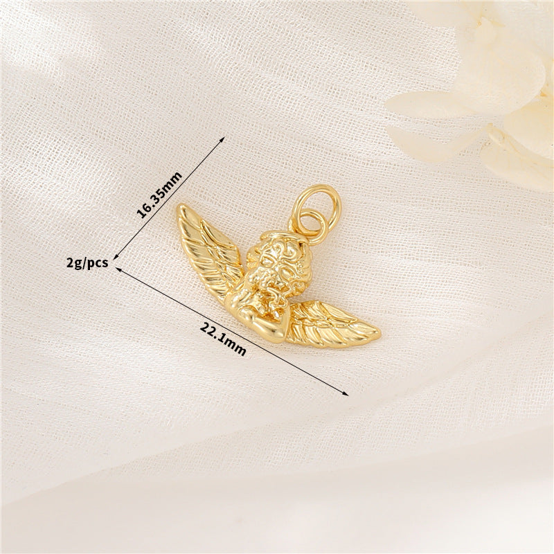 Pendentif à breloque 2 anges Cupidon 14K GF
