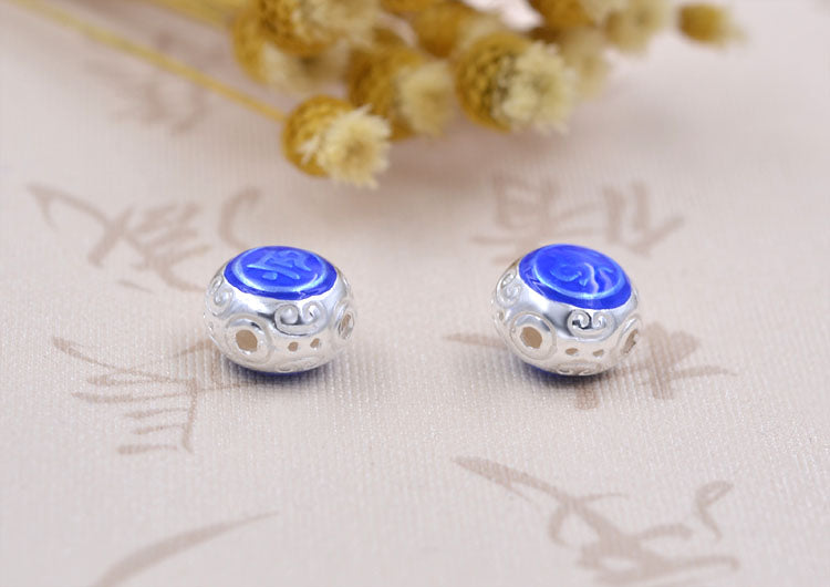 Argent sterling émail époxy tambour plat bouddhisme perle entretoise S925 trouver
