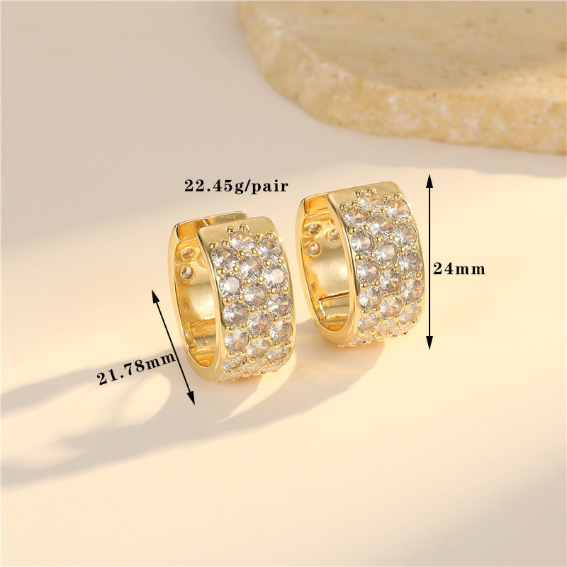Boucles d'oreilles créoles à grille 4 étoiles ornées de strass 14K GF