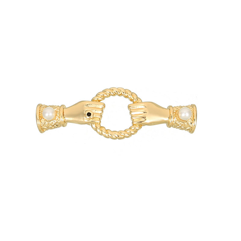 2 Hand Heart Round Circle D Infinity Clasp 14K GF Rhinestone Embellished Clasps Connector