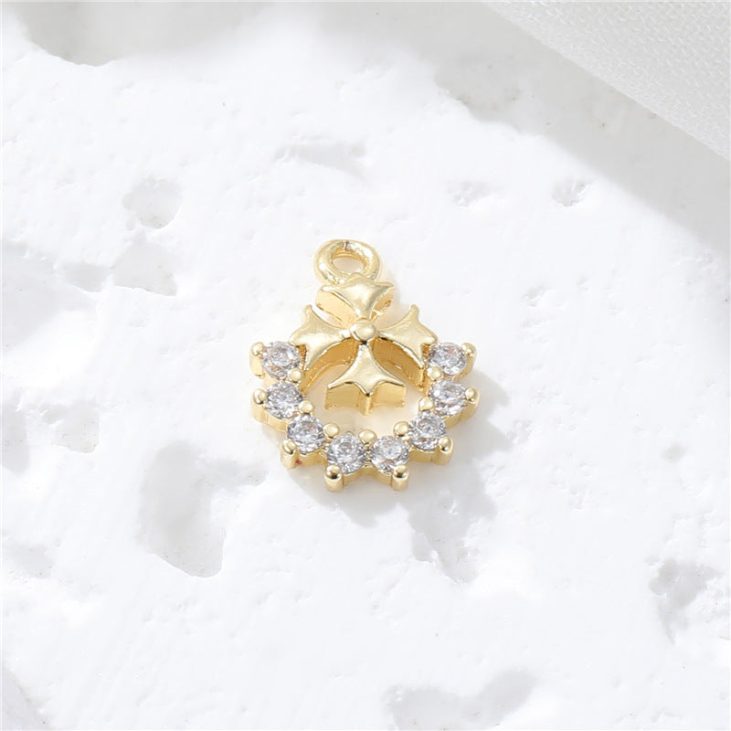 2 coeur carré Davidstar papillon goutte d'eau clé pendentif à breloque strass embelli 14K GF
