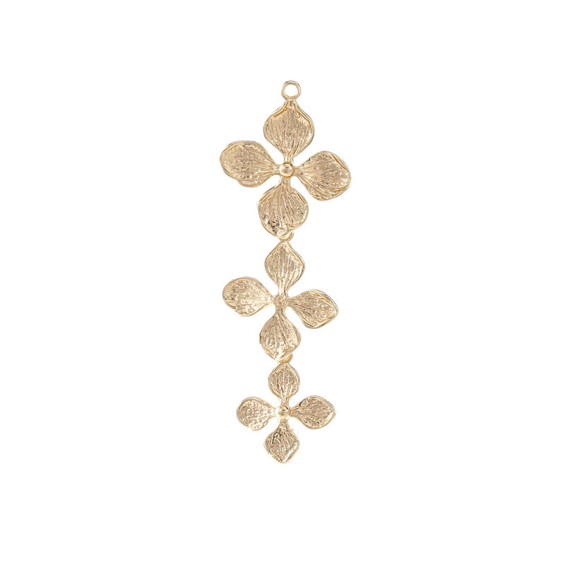 Pendentif à breloque 2 feuilles florales 14K GF