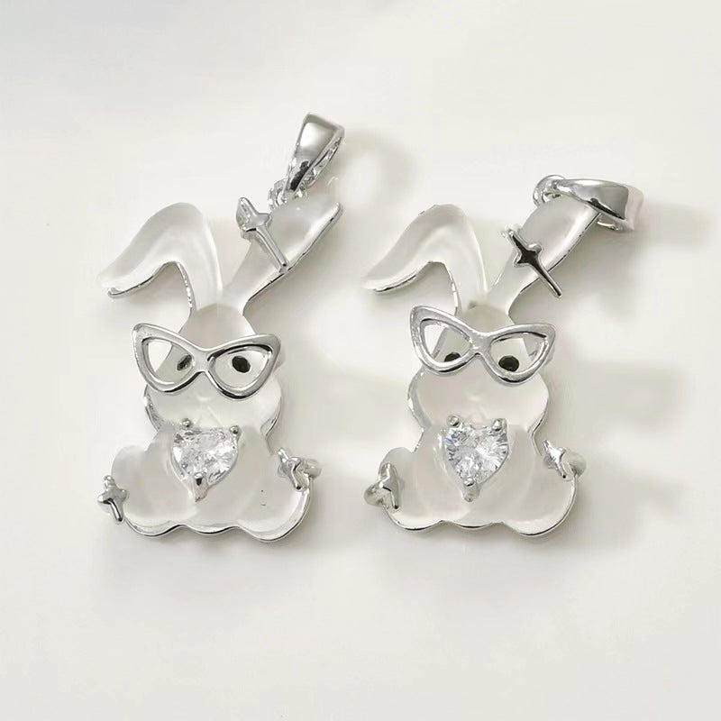 2 pendentif à breloque lapin ours strass incrusté 14K GF