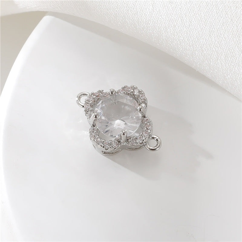 2 connecteurs de charme floral à double boucle ornés de strass 14K GF
