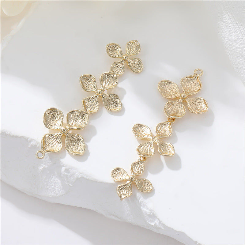 Pendentif à breloque 2 feuilles florales 14K GF