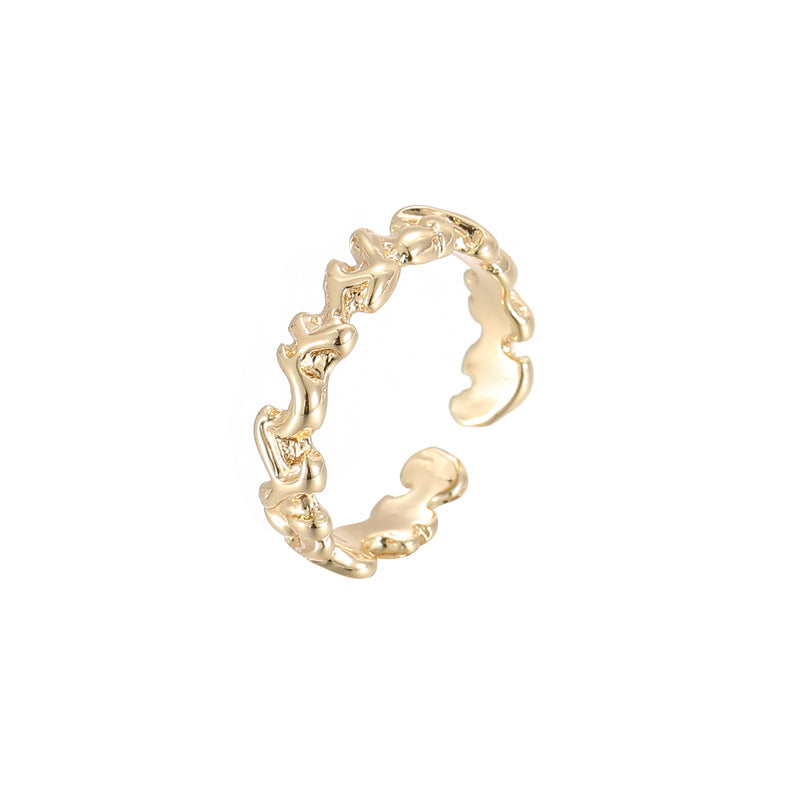 2 anneaux de déclaration noir blanc cercle ouvert émail époxy 14K GF