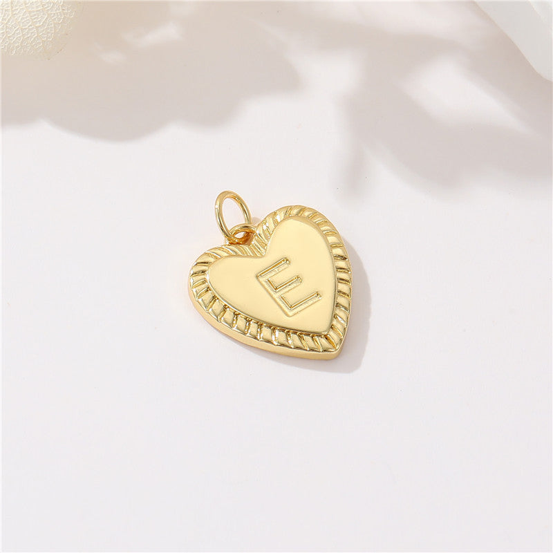 Pendentif à breloque 2 coeurs initiales Alphabet AZ 14K GF