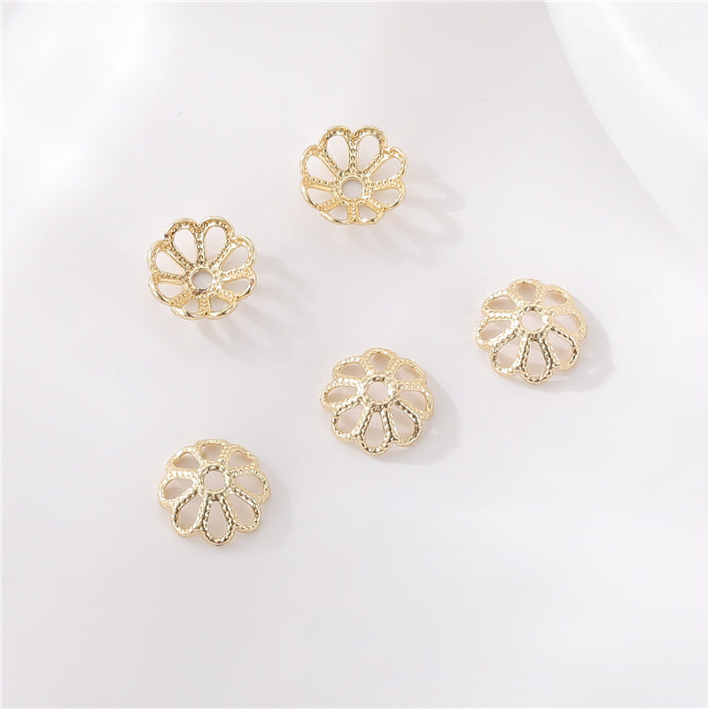 10 capuchons de perles rondes, entretoise de perles de charme 14K GF
