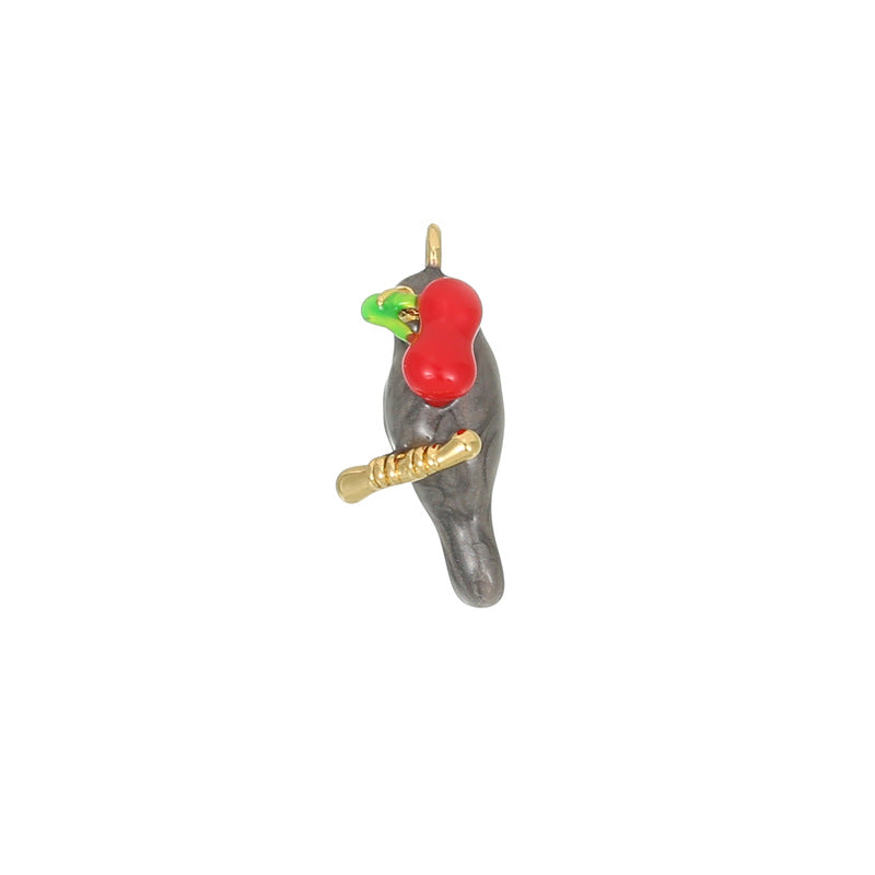 2 Chien Lapin Pigeon Chat Oiseau Charme Pendentif Émail Époxy 14K GF Strass Embelli