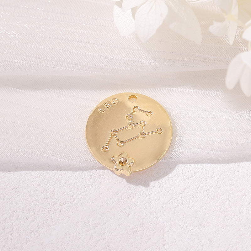 2 Round Zodiac Piece Charm Pendant 14K GF