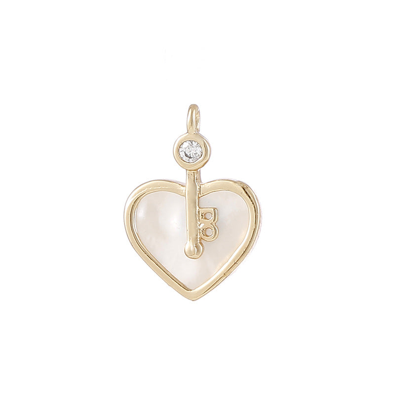 2 coeur étoile sirène queue de baleine violoncelle papillon clé nuage croix pendentif à breloque coquille strass embelli 14K GF