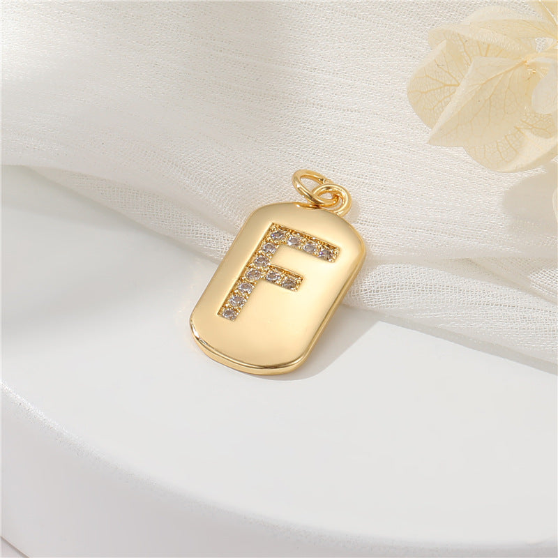 2 pendentif à breloque initiale Alphabet AZ orné de strass 14K GF