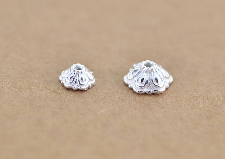 Sterling Silver Floral Bead Cap Cup S925 Finding