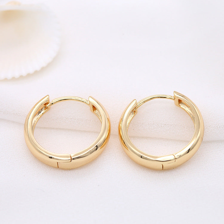 4 boucles d'oreilles créoles rondes brillantes 14K GF