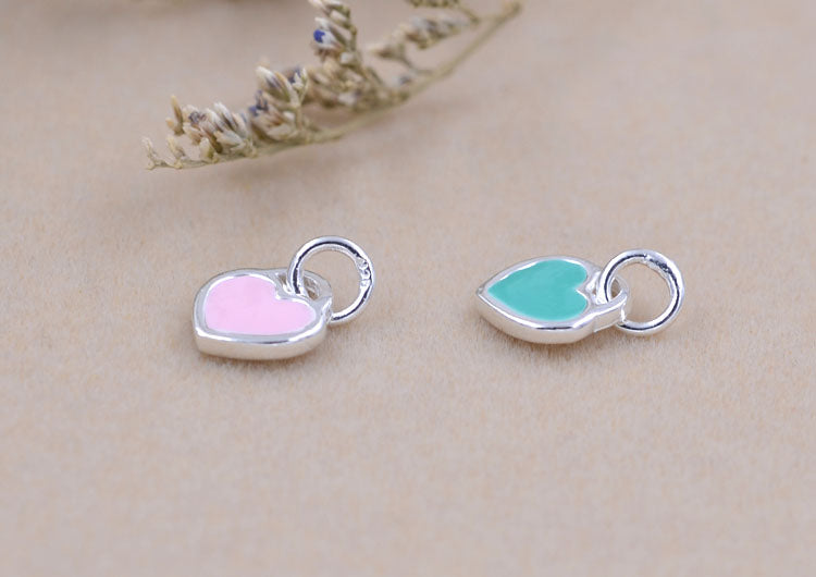 Pendentif à breloque papillon en forme de cœur en émail époxy en argent sterling S925
