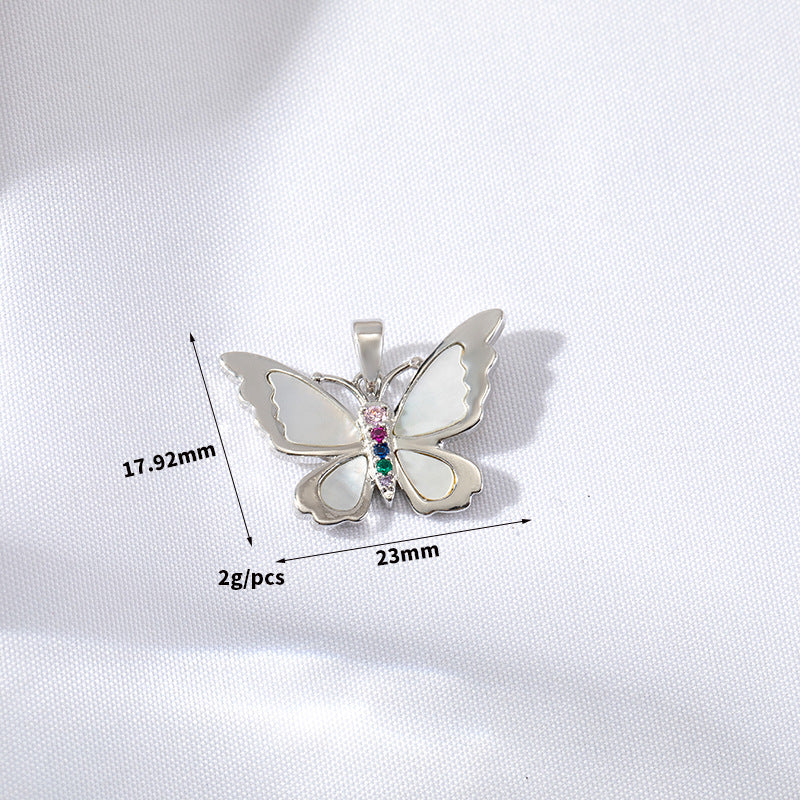 2 pendentifs à breloque papillon en forme de coquille ornés de strass 14K GF