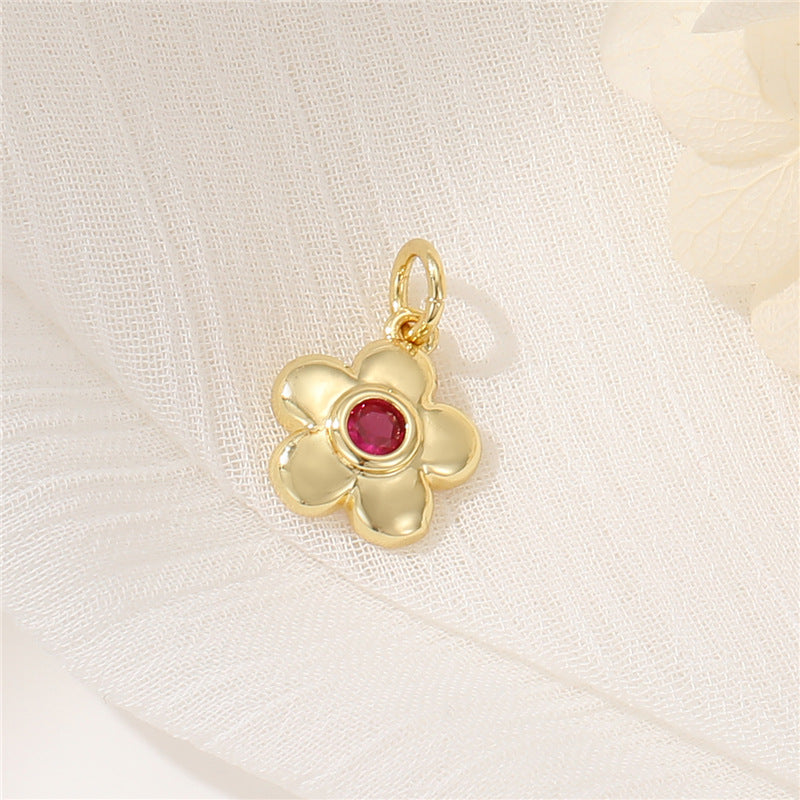 2 pendentifs à breloque coeur floral ornés de strass 14K GF