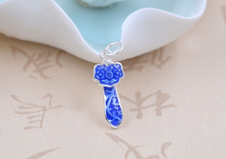 Pendentif à breloque Ruyi en argent Sterling émail époxy, recherche S925