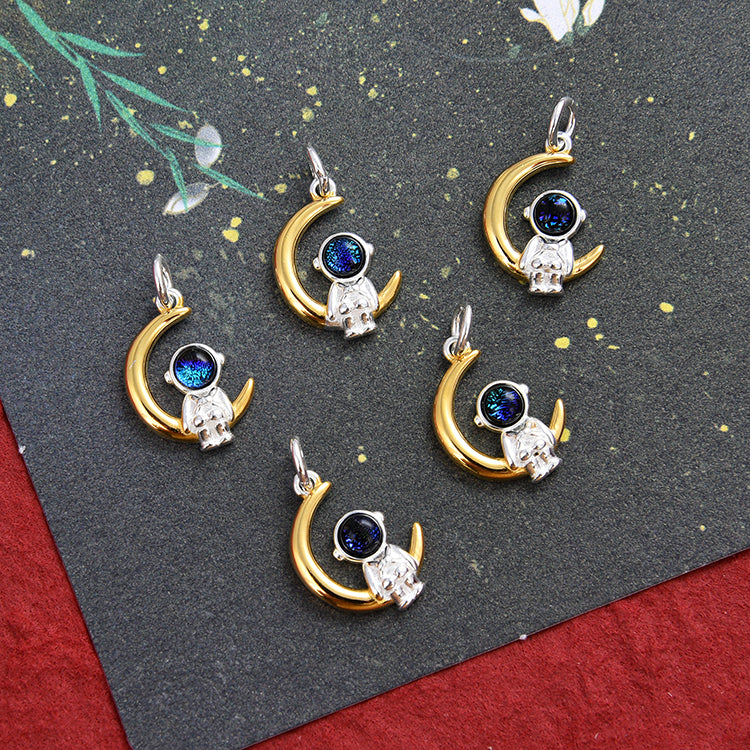 Sterling Silver Astronaut Charm Pendant S925 Finding