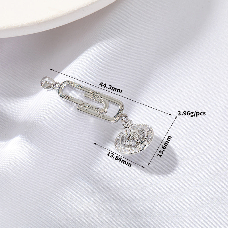 Pendentif à breloque 2 étoiles orné de strass 14K GF