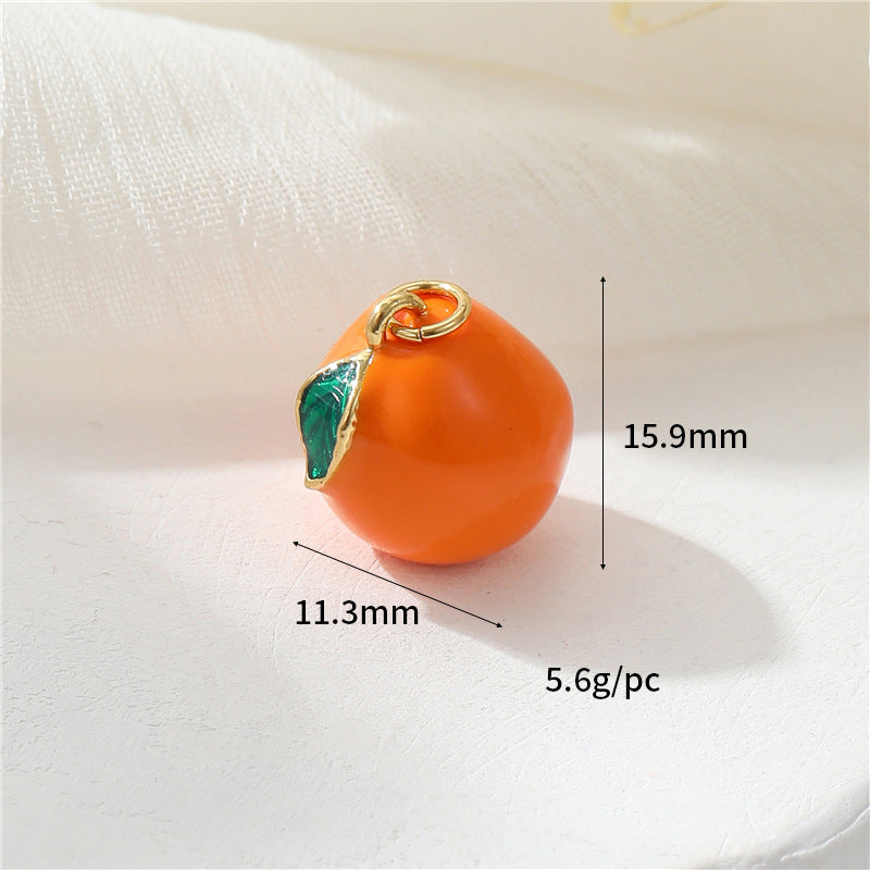 2 Grenade Durian Fraise Pomme Pitaya Orange Banane Ananas Citron Avocat Mangue Pastèque Fruit Charme Pendentif Émail Époxy 14K GF