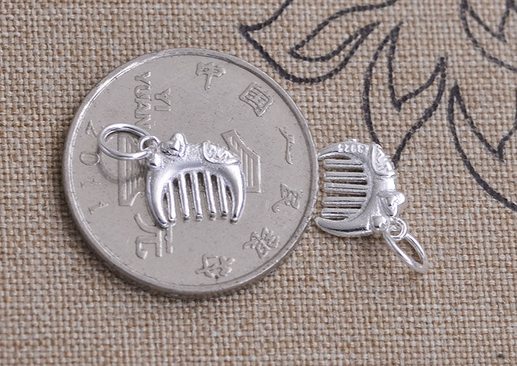 Pendentif à breloque en forme de petit peigne en argent sterling S925