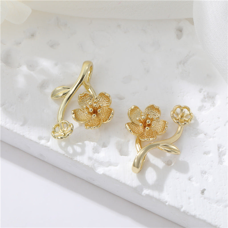2 pendentif de charme de branche florale 14K GF perle semi-percée perle vierge